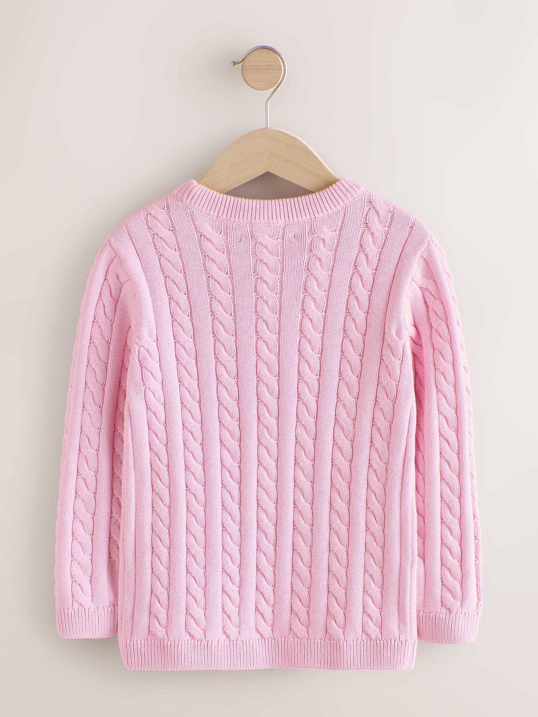 Buy Pink Cable Knit Crew Neck Jumper (3-16yrs) from Next USA