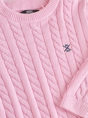 Pink Cable Knit Crew Neck Jumper (3-16yrs) - Image 6 of 7