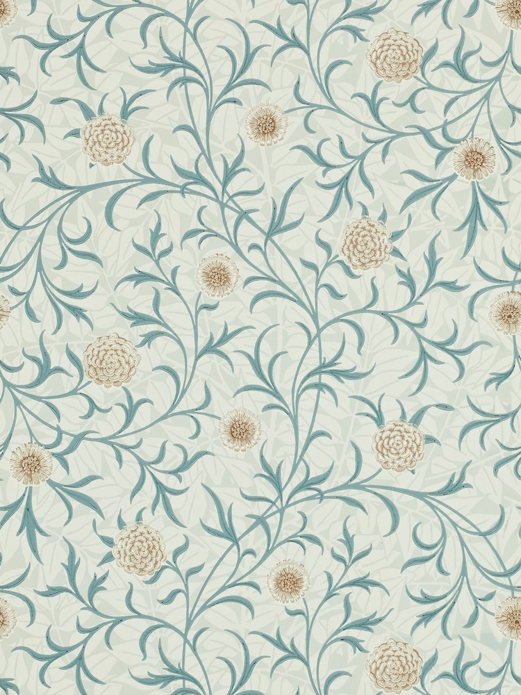 Morris & Co Scroll Loden Slate Scroll Morris  Friends 10M Wallpaper - Image 1 of 1