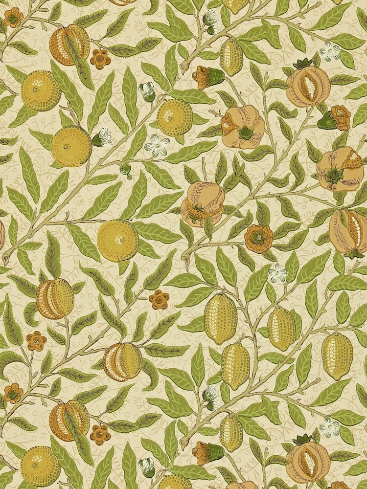 Morris & Co Fruit Lime Green Tan Fruit Morris  Friends 10M Wallpaper - Image 1 of 1