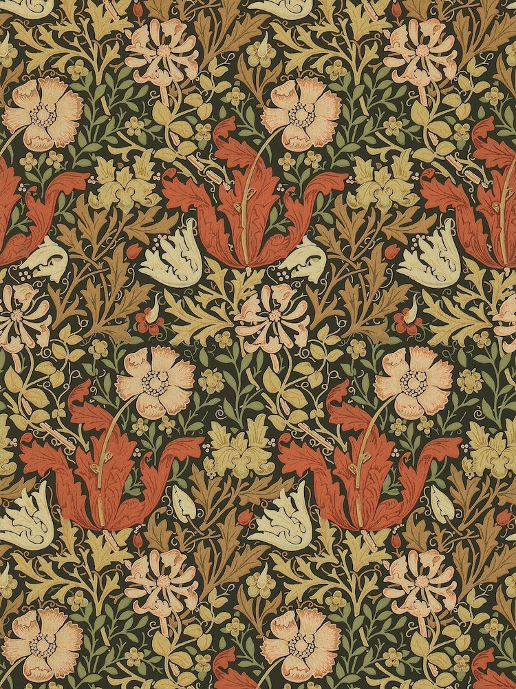 Morris & Co Compton Brown Orange Compton Morris  Friends 10M Wallpaper - Image 1 of 1