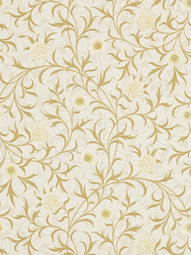 Morris & Co Scroll Vellum Biscuit Scroll Morris  Friends 10M Wallpaper - Image 1 of 1
