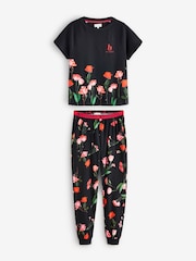 B by Ted Baker Jersey Floral Print Black/Red Pyjamas - Image 1 of 7