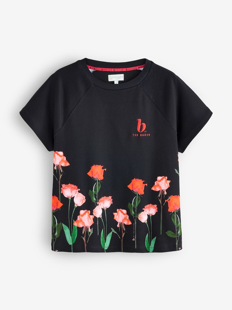 B by Ted Baker Jersey Floral Print Black/Red Pyjamas - Image 2 of 7