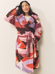 Orange Abstract Scene Print Teddy Borg Dressing Gown - Image 2 of 8