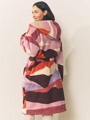 Orange Abstract Scene Print Teddy Borg Dressing Gown - Image 5 of 8