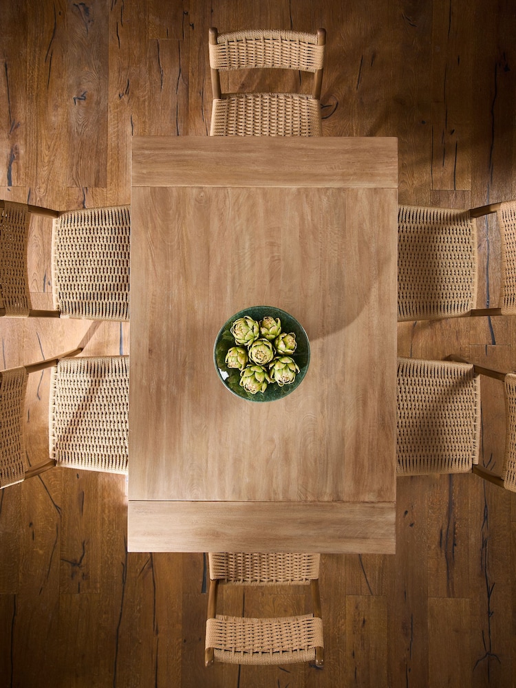 Mid Natural Mango Wood Hector 6 Seater Storage Dining Table - Image 2 of 8