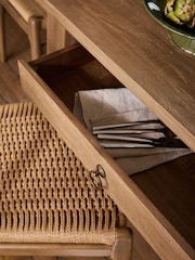 Mid Natural Mango Wood Hector 6 Seater Storage Dining Table - Image 3 of 8