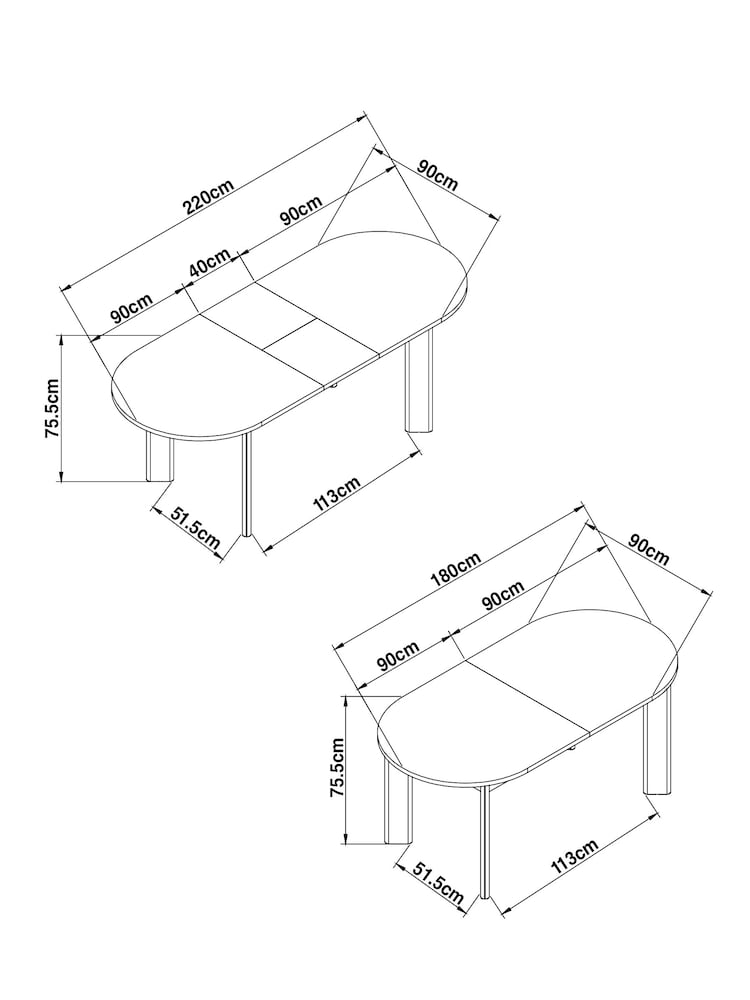 Dark Natural Marble Effect Nomad 6 to 8 Seater Extending Dining Table - Image 3 of 3 Dark Natural Marble Effect Nomad 6 to 8 Seater Extending Dining Table - Image 3 of 3