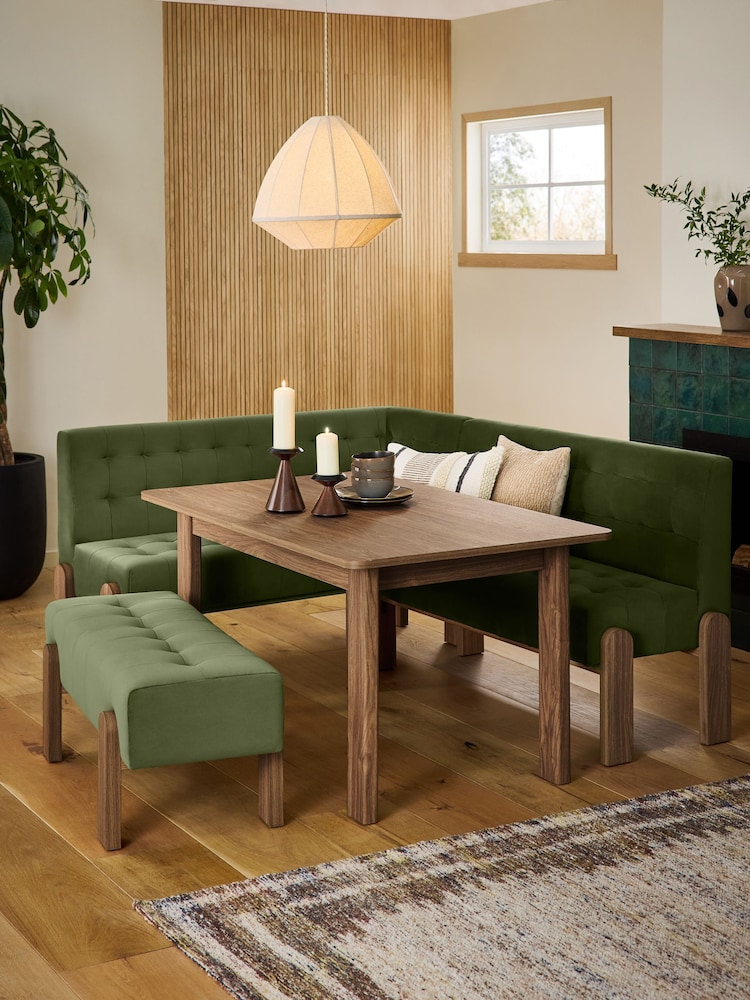 Soft Velvet Olive Green Beaumont Corner Bench and Table Set - Image 2 of 14