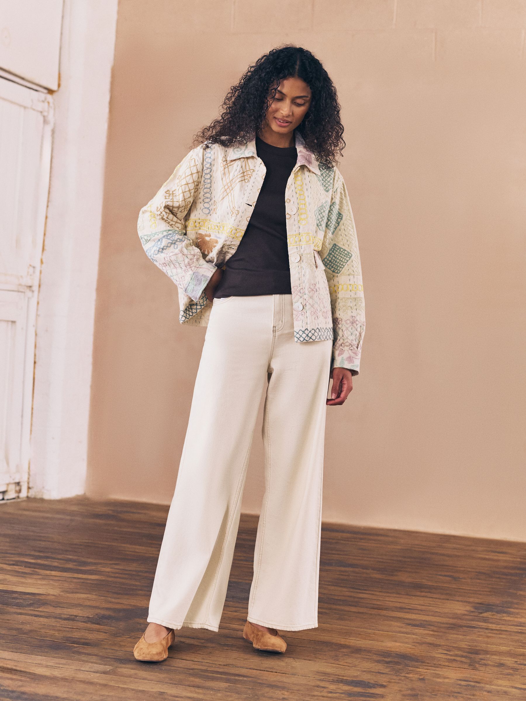 Buy Ecru White Embroidered Cotton Jacket from Next USA