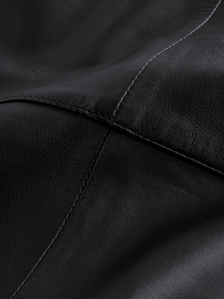 Schwarz - N. Premium Real Leather Pencil Skirt - Bild 2 von 6
