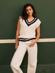 Mint Velvet White Cricket Knit Tank Top - Image 1 of 8