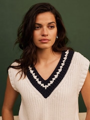 Mint Velvet White Cricket Knit Tank Top - Image 3 of 8