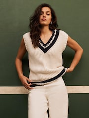 Mint Velvet White Cricket Knit Tank Top - Image 5 of 8