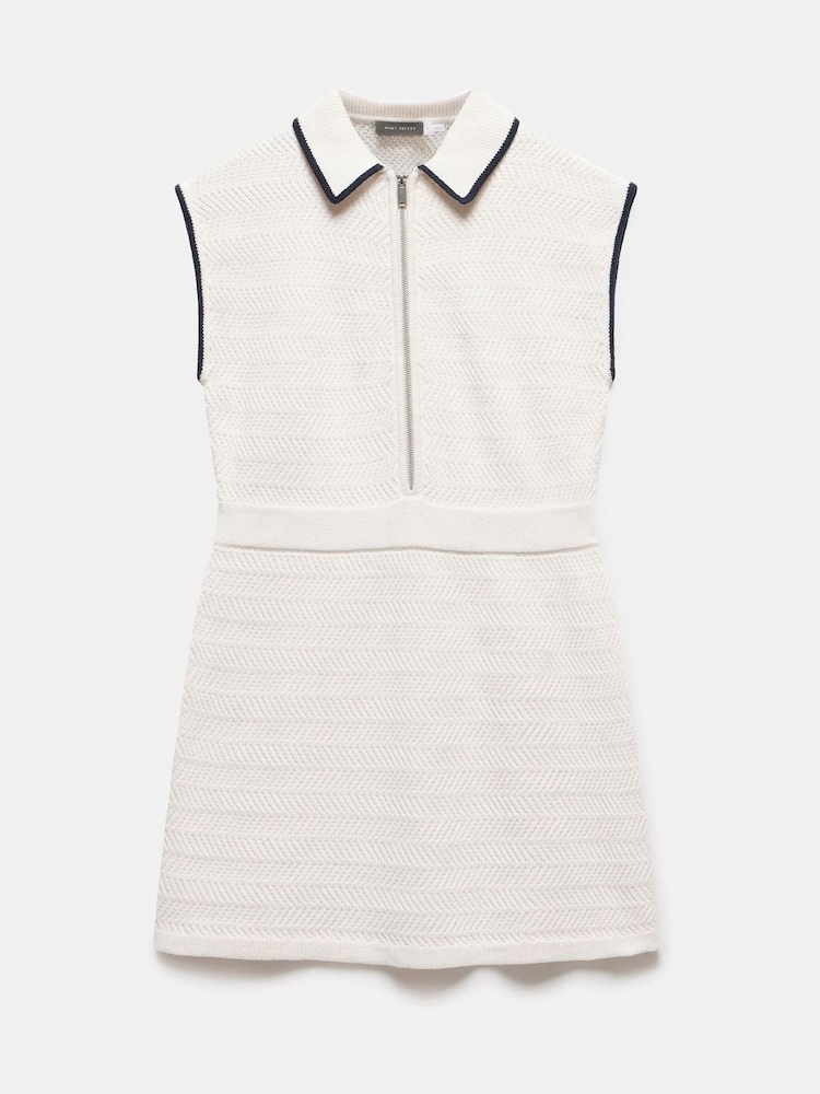 Mint Velvet White Sleeveless Knit Mini Dress - Image 2 of 8