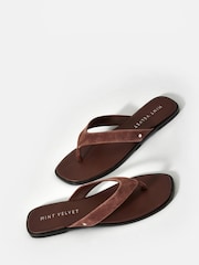 Mint Velvet Chocolate Brown Lula Suede Flip Flops - Image 2 of 4