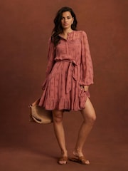 Mint Velvet Pink Broderie Mini Dress - Image 1 of 8