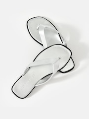 Mint Velvet Silver Lula Leather Flip Flops - Image 3 of 4
