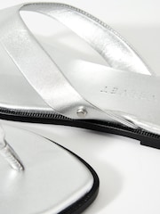 Mint Velvet Silver Lula Leather Flip Flops - Image 4 of 4