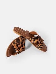 Mint Velvet Brown Leopard Print Textured Sandals - Image 3 of 5