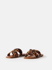 Mint Velvet Brown Leopard Print Textured Sandals - Image 4 of 5