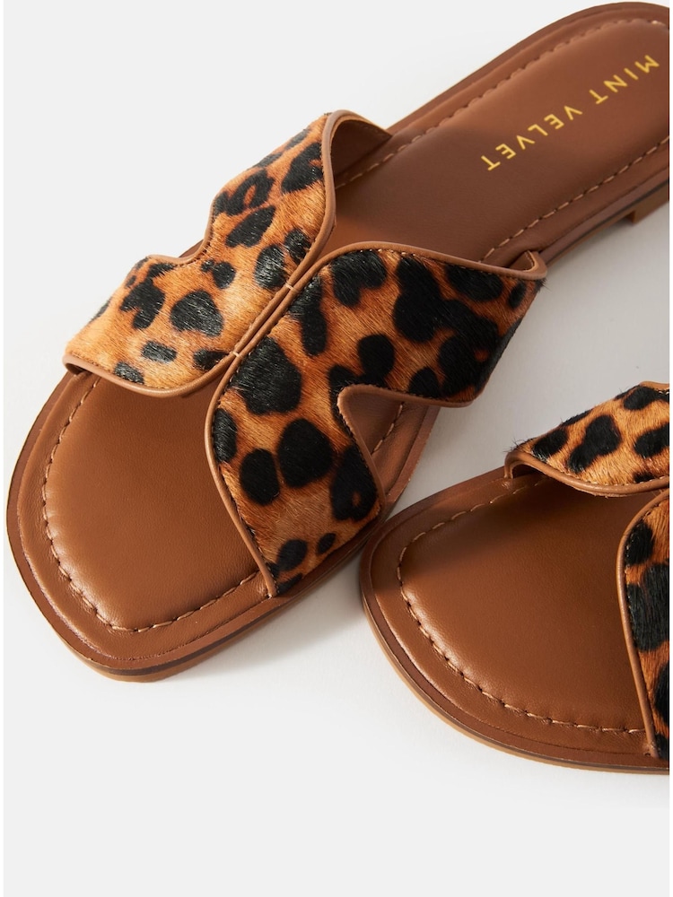 Mint Velvet Brown Leopard Print Textured Sandals - Image 5 of 5 Mint Velvet Brown Leopard Print Textured Sandals - Image 5 of 5