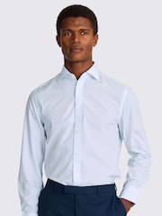 MOSS Sky Blue and White Tailored Fit Poplin Stripe Non-Iron Shirt - Image 1 of 3