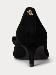 Preto - Lauren Ralph Lauren Velvet Bow Kitten Heeled Court Shoes - Imagem 3 de 4