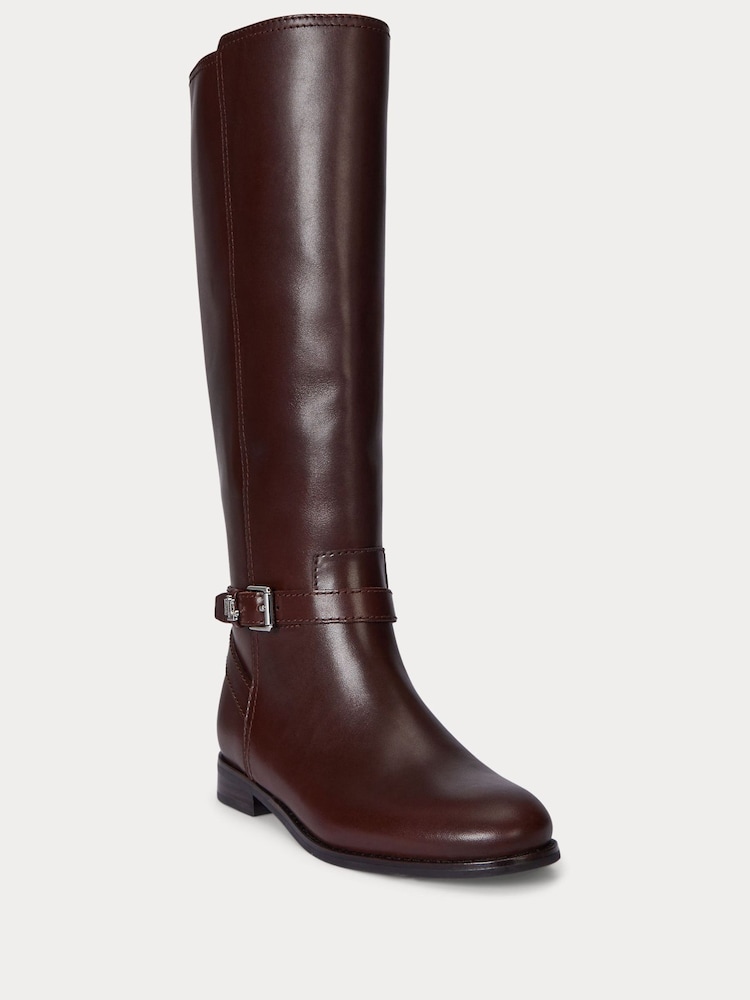 Lauren Ralph Lauren Brown Riding Style Tall Leather Boots - Image 3 of 3