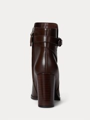 Lauren Ralph Lauren Brown Leather Heeled Ankle Boots - Image 4 of 4
