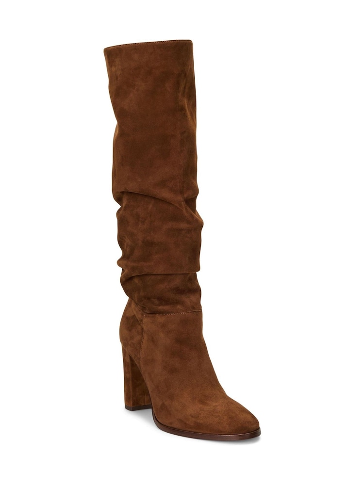 Lauren Ralph Lauren Brown Artizan Suede Slouchy Heeled Knee High Boots - Image 1 of 2 Lauren Ralph Lauren Brown Artizan Suede Slouchy Heeled Knee High Boots - Image 1 of 2