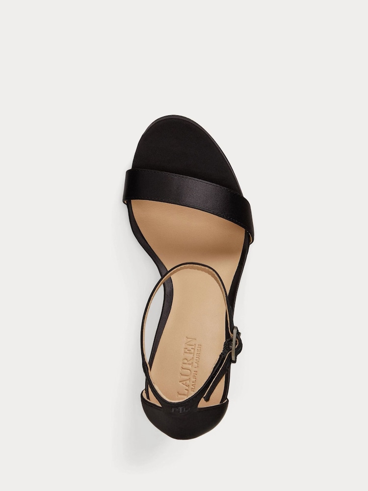 Lauren Ralph Lauren Black Allie Satin Effect Strap Leather Heel Sandals - Image 4 of 4 Lauren Ralph Lauren Black Allie Satin Effect Strap Leather Heel Sandals - Image 4 of 4