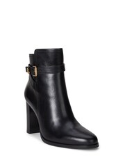 Lauren Ralph Lauren Black Leather Heeled Ankle Boots - Image 1 of 2