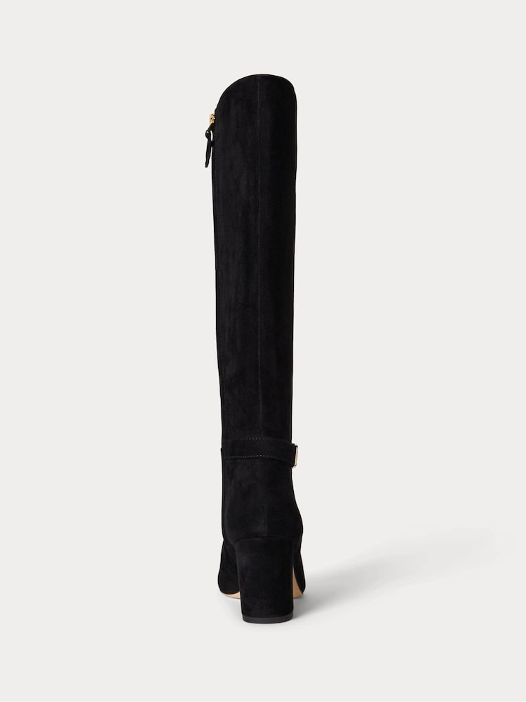 Lauren Ralph Lauren Black Suede Heel Tall Boots - Image 3 of 3