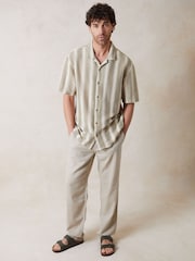 Threadbare Brown Relaxed Fit Crochet Short Sleeve Shirt - Image 3 of 4
