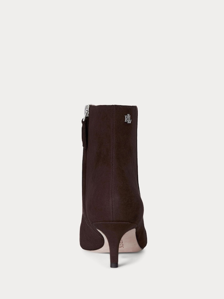 Lauren Ralph Lauren Brown McKay Suede Kitten Heel Ankle Boots - Image 4 of 4 Lauren Ralph Lauren Brown McKay Suede Kitten Heel Ankle Boots - Image 4 of 4
