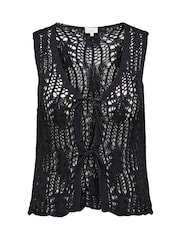 ONLY Curve Black Sleeveless Crochet Tie Vest - Image 5 of 6