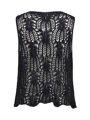 ONLY Curve Black Sleeveless Crochet Tie Vest - Image 6 of 6