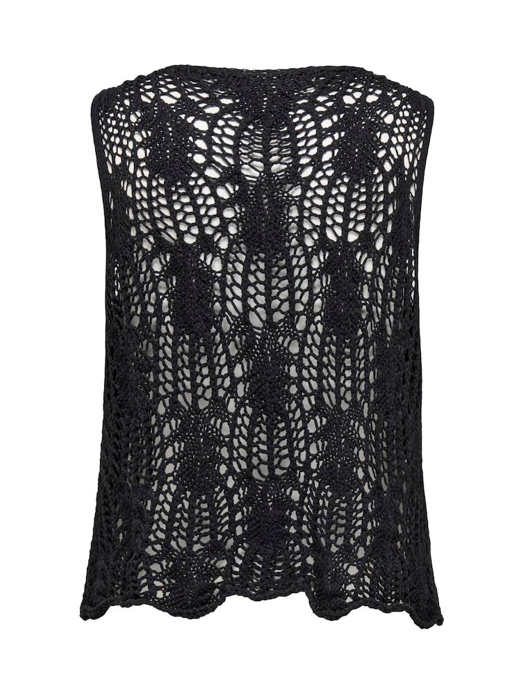 ONLY Curve Black Sleeveless Crochet Tie Vest - Image 6 of 6