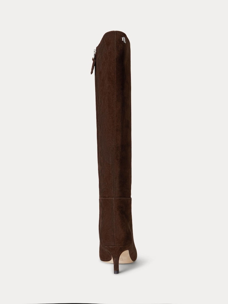 Lauren Ralph Lauren Brown Suede Kitten Heel Tall Boots - Image 3 of 3 Lauren Ralph Lauren Brown Suede Kitten Heel Tall Boots - Image 3 of 3