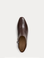 Castanho - Lauren Ralph Lauren Textured Leather Heeled Ankle Boots - Imagem 4 de 4