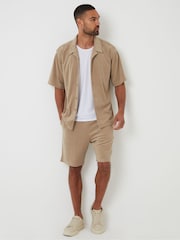 Natural - Camisa Threadbare de manga curta com gola reverência em turco surrado - Imagem 3 de 5