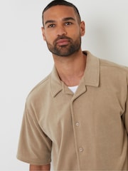 Natural - Camisa Threadbare de manga curta com gola reverência em turco surrado - Imagem 4 de 5