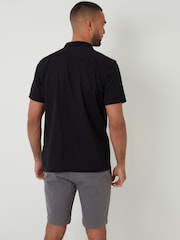 Черный - Threadbare Pleat Detail Linen Blend Short Sleeve Shirt - Изображение 2 из 4