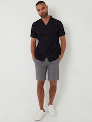 Черный - Threadbare Pleat Detail Linen Blend Short Sleeve Shirt - Изображение 3 из 4