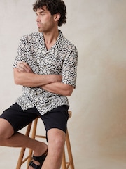 Threadbare Charcoal Black Crochet Patterned Textured Short Sleeve Shirt - Image 2 of 4