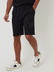 Threadbare Black Cord Detail 100% Cotton Sweat Shorts - Image 2 of 5