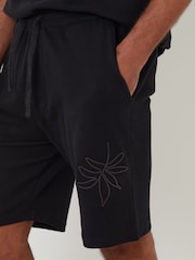 Threadbare Black Cord Detail 100% Cotton Sweat Shorts - Image 4 of 5