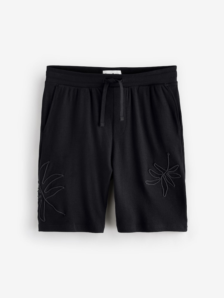 Threadbare Black Cord Detail 100% Cotton Sweat Shorts - Image 5 of 5